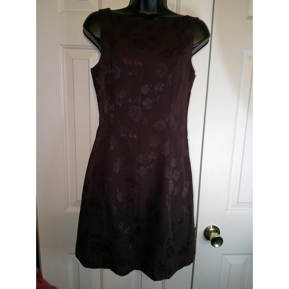 Esprit de Corp Floral Jacquard Dress Sleeveless‎ Party Cocktail Brown 3/4